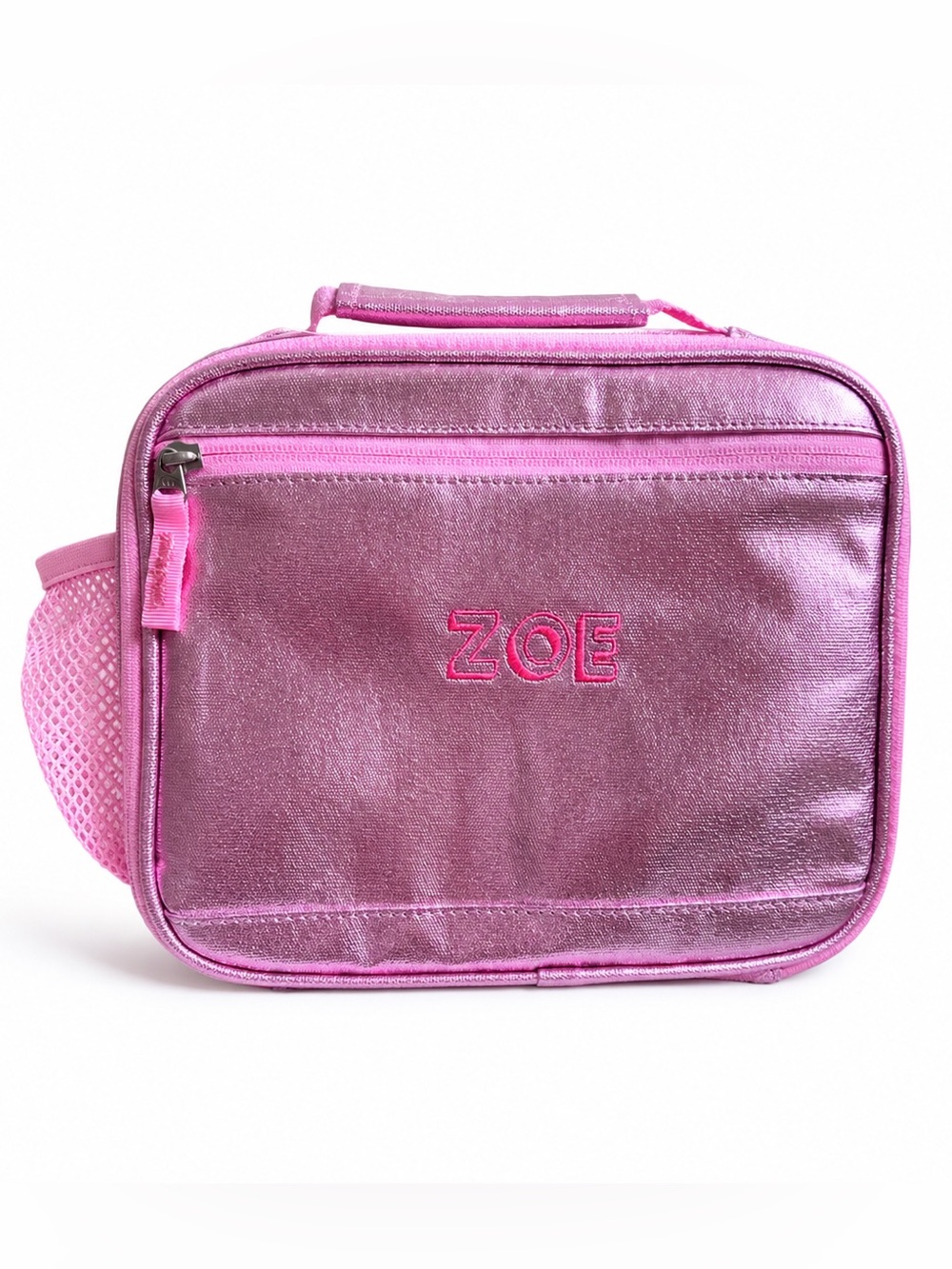 NEW Pottery barn Kids Mackenzie Pink Metallic Lunchbox monogrammed ZOE glittery